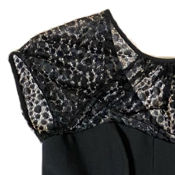 Maggy London Black Fit and Flare with Lace and Cap Sleeves- NWT - Picture 3 of 5